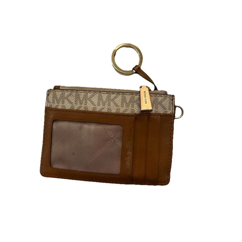 MICHAEL KORS JET‎ SET TRAVEL COIN KEYCHAIN ID POUCH TAN BROWN